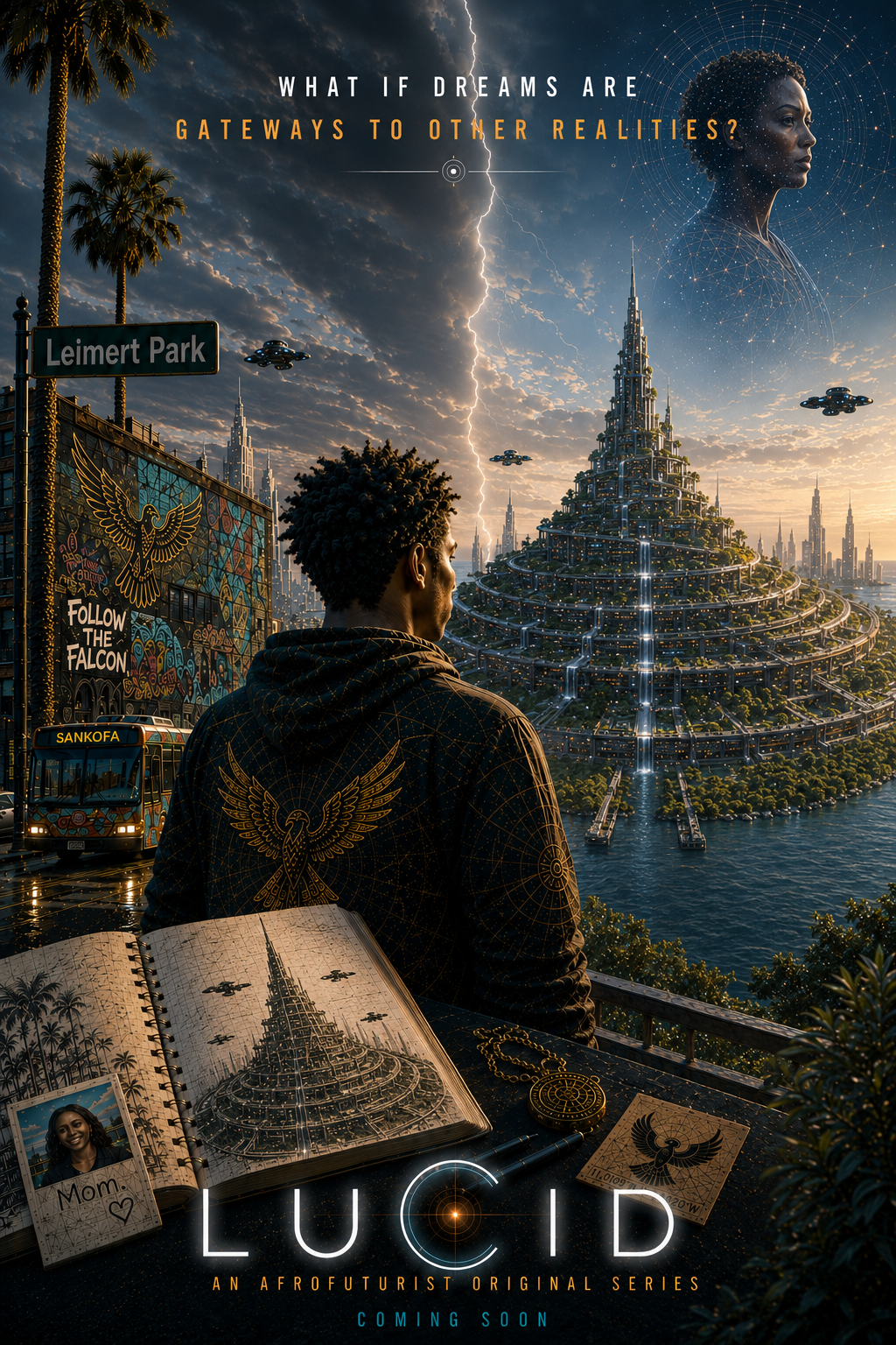 LUCID — An Afrofuturist Original Series. Evan overlooks Solar City.